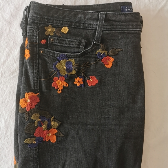 Embroidered Black Wash Boho Vintage Denim - Picture 3 of 7